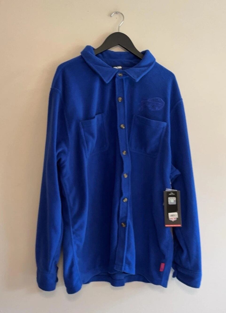 Buffalo Bills Jacket Mens XL Blue NFL Football Ultra Game Fleece Button NWT